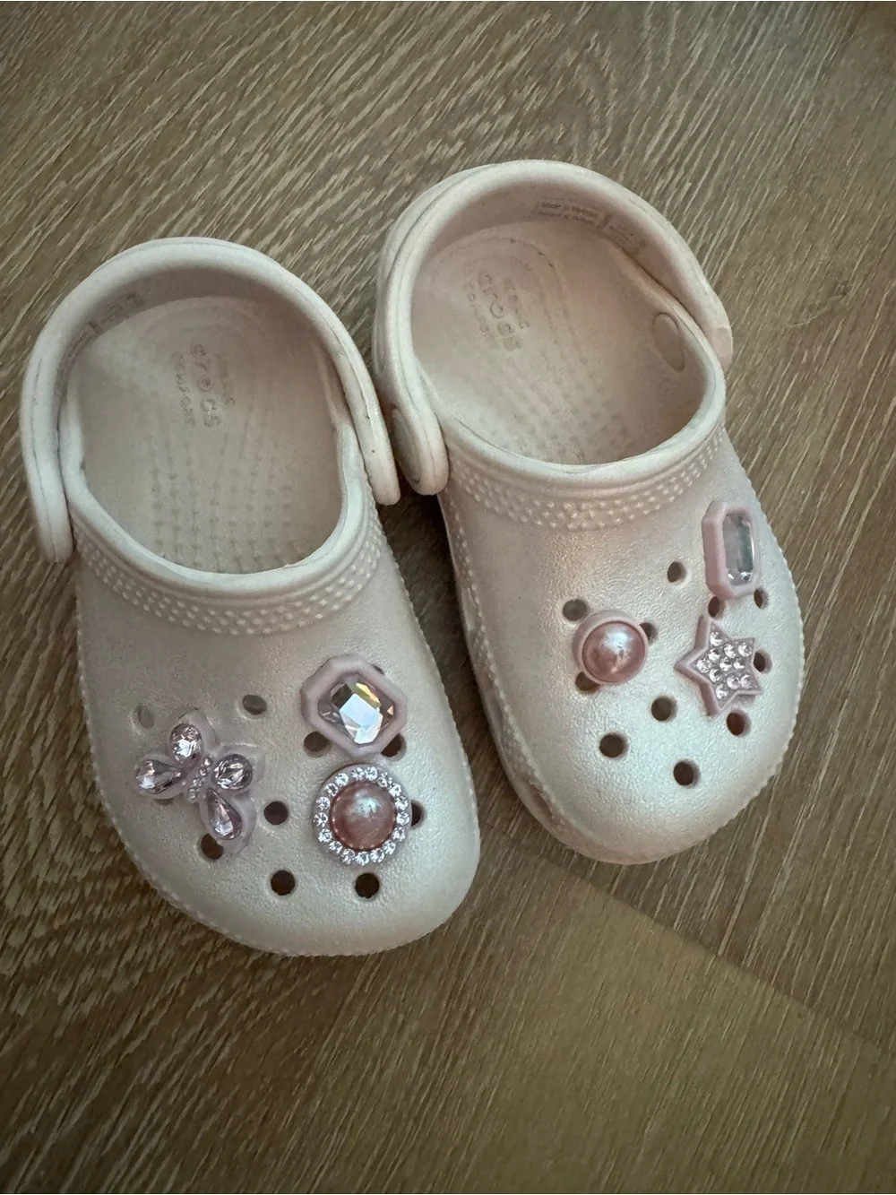 CROCS Kids Classic Clog in Blush Pink with Decorative Gems